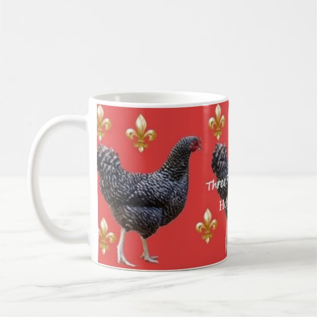 Three French Hens, 3rd Day of Christmas mug (Left)