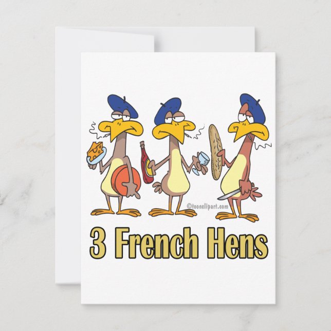 three french hens 3rd third day of christmas holiday card (Front)
