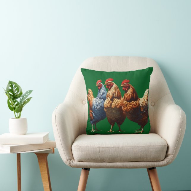 Three-French-Hens Brown-Feathered Cushion (Chair)