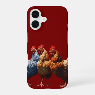 Three-French-Hens Brown-Feathered iPhone 16 Case