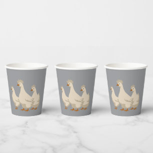 Three French Hens Cut-Out Stencil-Style 3 Paper Cups