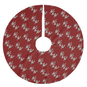 Three French Hens Cut-Out Stencil-Style 5 Brushed Polyester Tree Skirt