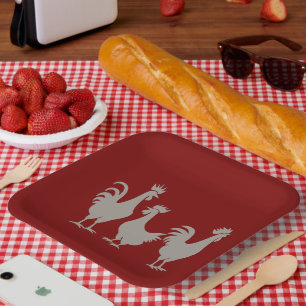 Three French Hens Cut-Out Stencil-Style 5 Paper Plate