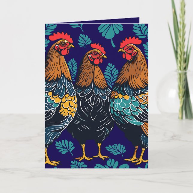 Three French Hens Cut-Out Stencil-Style Holiday Card (Front)