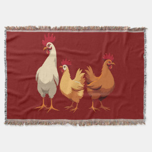Three French Hens Cut-Out Stencil-Style Throw Blanket