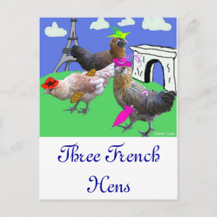 Three French Hens Postcard