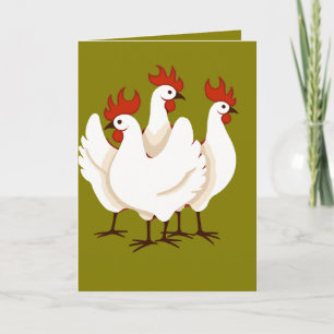 Three French Hens Retro Mid-Century Cut-Out 1 Holiday Card