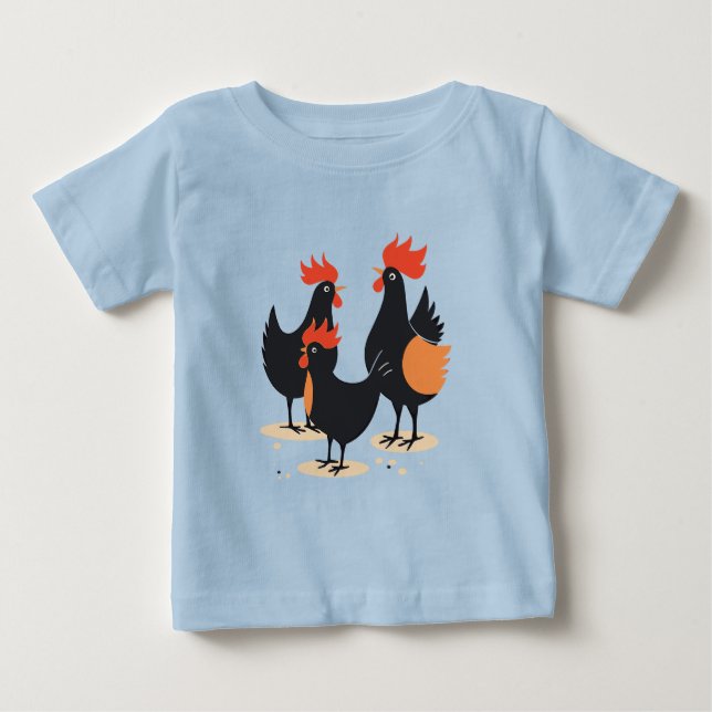 Three French Hens Retro Mid-Century Cut-Out 2 Baby T-Shirt (Front)