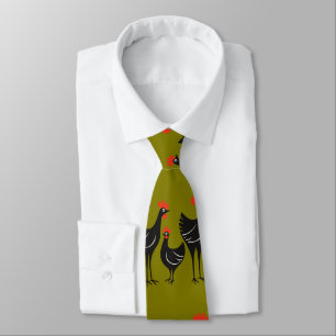 Three French Hens Retro Mid-Century Cut-Out 3 Tie