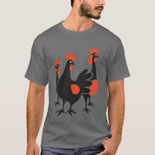 Three French Hens Retro Mid-Century Cut-Out 4 T-Shirt