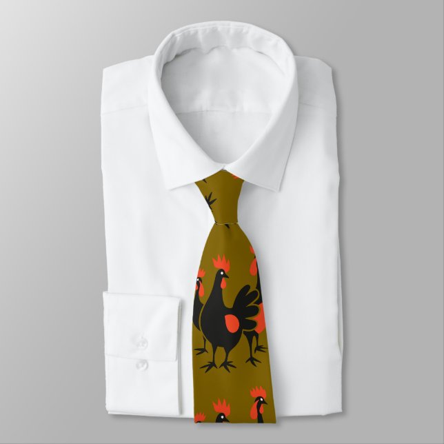 Three French Hens Retro Mid-Century Cut-Out 4 Tie (Tied)