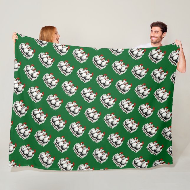 Three French Hens Retro Mid-Century Cut-Out 5 Fleece Blanket (In Situ)