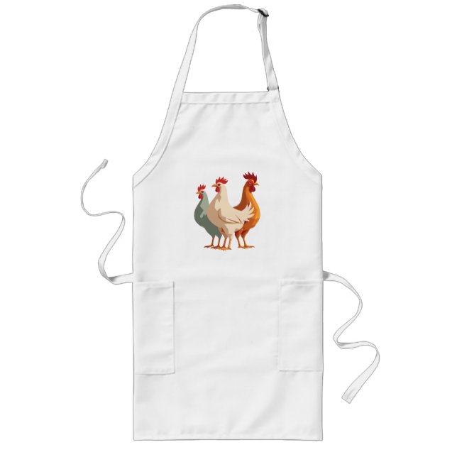 Three French Hens Retro Mid-Century Cut-Out 6 Long Apron (Front)