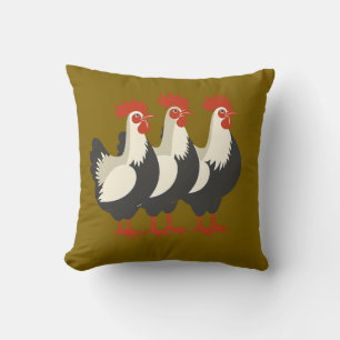 Three French Hens Retro Mid-Century Cut-Out 7 Cushion