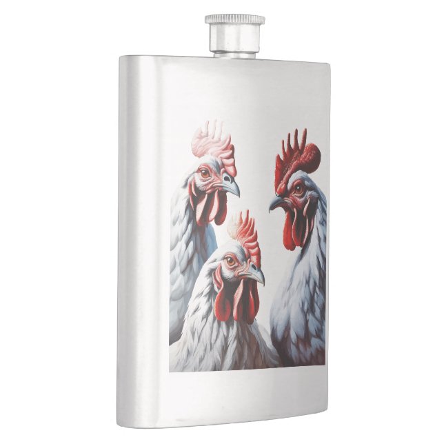 Three-French-Hens White-Feathered Hip Flask (Right)