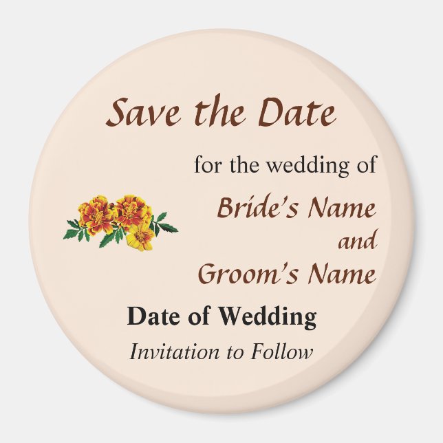Three French Marigolds Save the Date Magnet (Front)