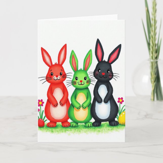 Three Friends Rabbit Pattern Card (Front)