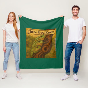 Three Frog Knot – Whimsical Amphibian Wordplay Art Fleece Blanket