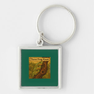Three Frog Knot – Whimsical Amphibian Wordplay Art Key Ring