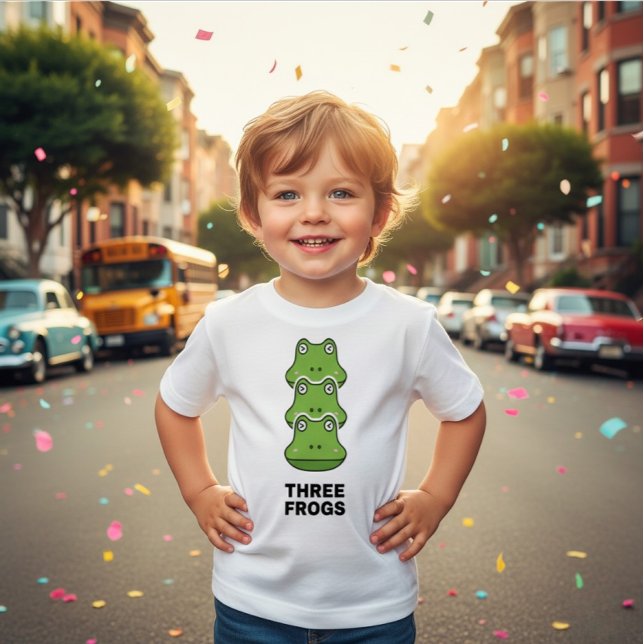 Three Frogs Stack Funny Toddler T-Shirt (Creator Uploaded)