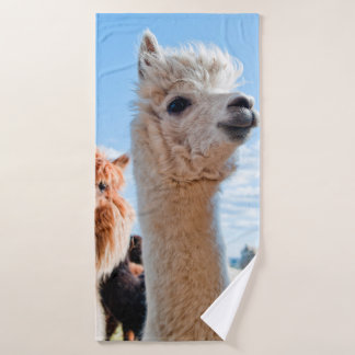 Three Funny Alpacas Bath Towel