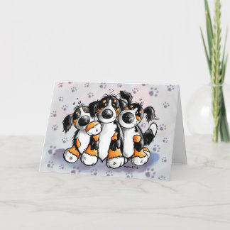 Three Funny Bernese Mountain Dogs Greeting Card