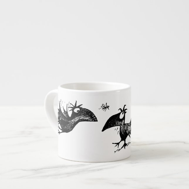 Three Funny Black Crows Espresso Cup (Front Left)