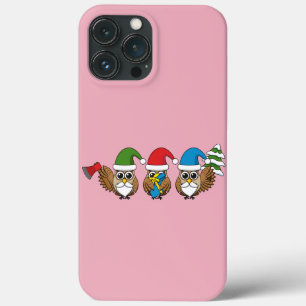 Three Funny Christmas Gnome Owls iPhone 13 Pro Max Case