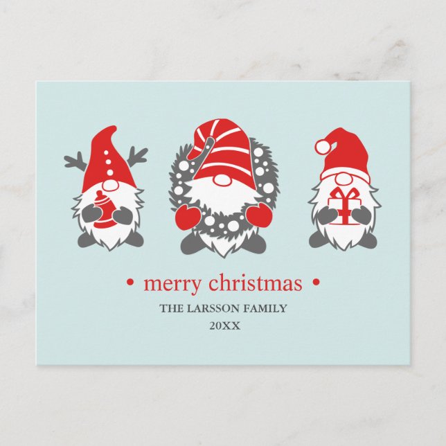 Three Funny Gnomes | Christmas Holidays Holiday Postcard (Front)