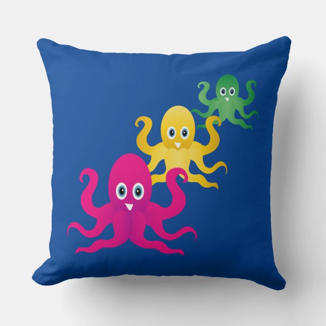 Three funny octopies cushion (Front)