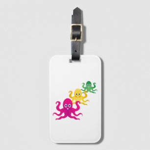 Three funny octopies luggage tag
