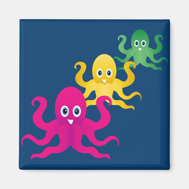 Three funny octopies magnet (Front)