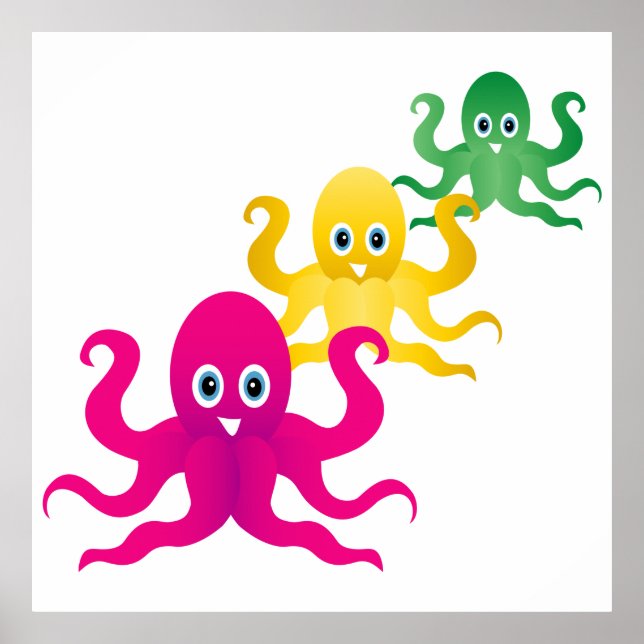 Three funny octopies poster (Front)