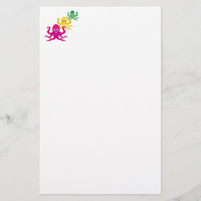 Three funny octopies stationery (Front)