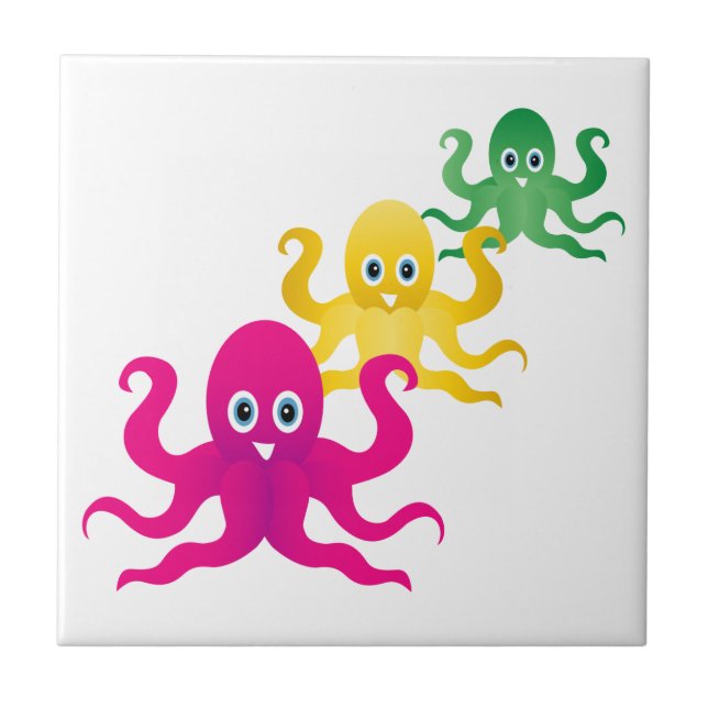 Three funny octopies tile (Front)