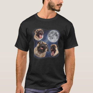 Three Funny Pug Moon 3 Howling At Moon Funny Weird T-Shirt