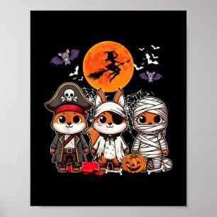 Three Funny Squirrels Costume Pirate Boo Mummy Hal Poster