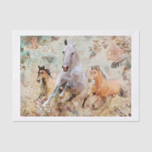 Three Galloping Wild Horses Collage Tissue Paper