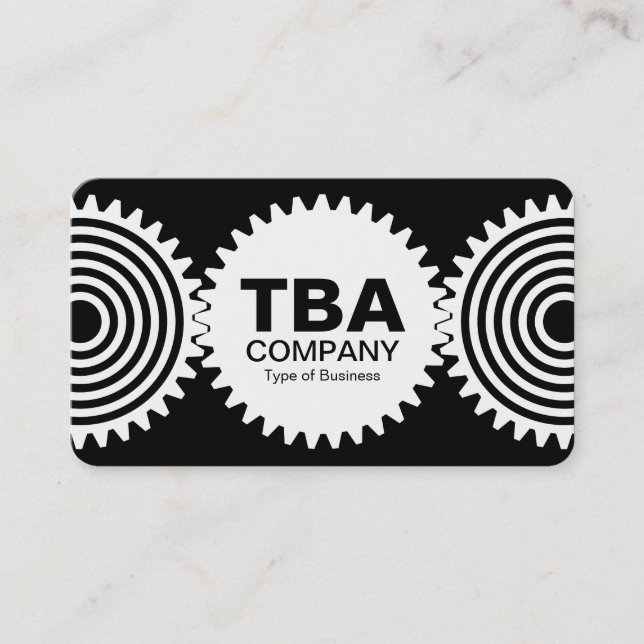 Three Gears v3 - Black and White Business Card (Front)