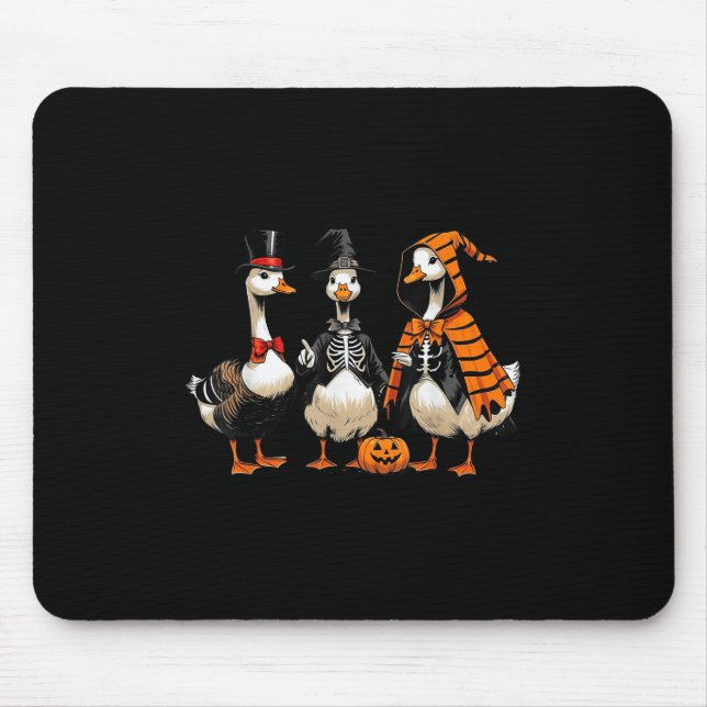 Three Geese Halloween Tee, Halloween Outfits Geese Mouse Pad (Front)