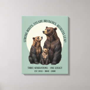 Three Generations Bear Family Custom Canvas Print