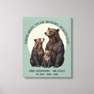 Three Generations Bear Family Custom Canvas Print