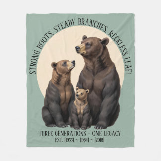 Three Generations Family Folk Art Bear Fleece Blan Blanket