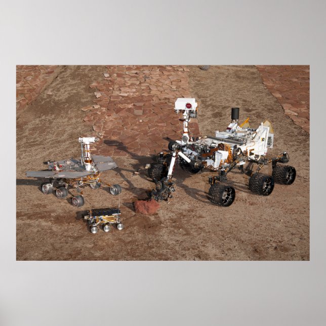Three Generations Of Mars Rovers. Poster (Front)