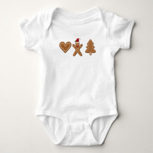 Three Gingerbread Christmas Cookie Shapes Baby Bodysuit