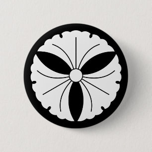 Three ginkgo leaves 6 cm round badge