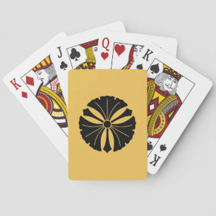 Three ginkgo leaves with swords playing cards