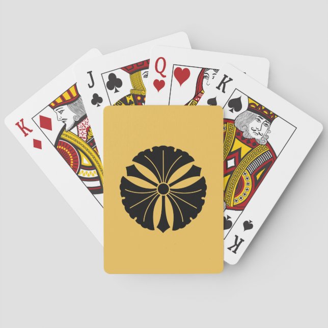Three ginkgo leaves with swords playing cards (Back)