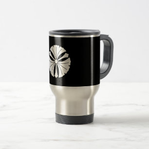 Three ginkgo leaves with swords travel mug