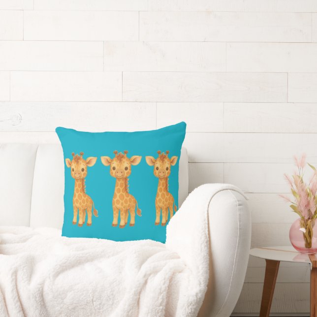 "Three Giraffe Friends" Throw Pillow (Couch)